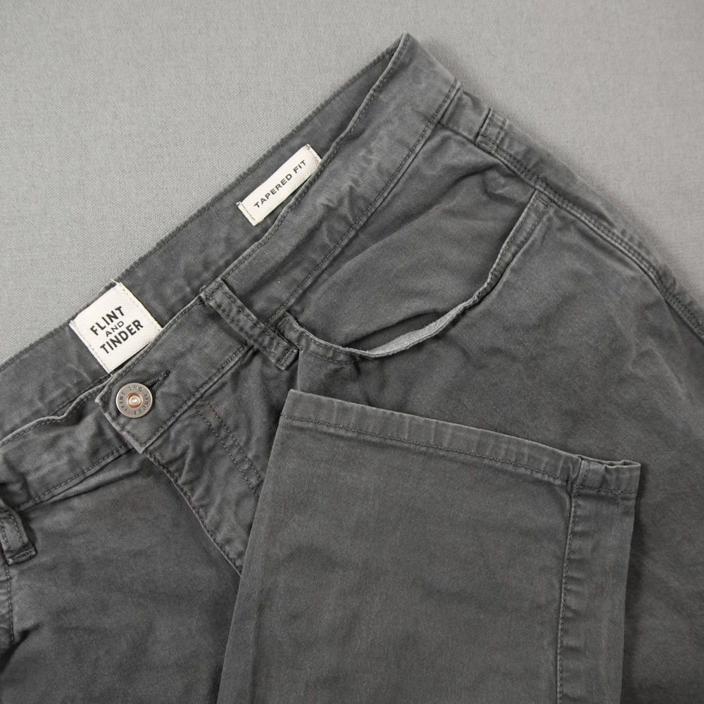 Flint and Tinder Tapered Fit Pants Mens 34x34 Charcoal Grey Stretch Chinos